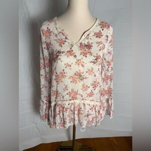 Living Doll Pink and Cream Ruffled Blouse